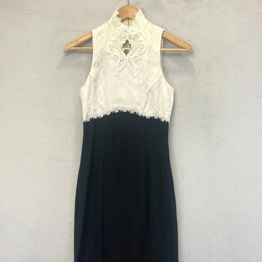 Y2K Jessica McClintock Gunne Sax Formal‎ Long Sleeveless Dress Sz 3/4 White Lace